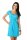 Kleid Tunika Mini-Kleid mit Raffungen U-Ausschnitt, Azurblau S/M 36/38