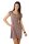 Kleid Tunika Mini-Kleid mit Raffungen U-Ausschnitt, Cappuccino M/L 38/40