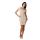 Kleid Tunika Mini-Kleid mit Raffungen U-Ausschnitt, Beige XXL/3XL 44/46