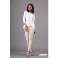 Damen Longshirt mit verlängerte Saumenden; Weiß/S/36