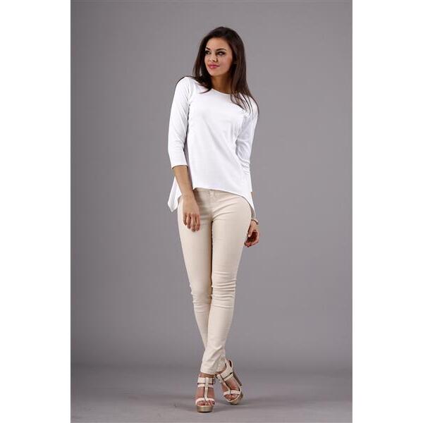 Damen Longshirt mit verlängerte Saumenden; Weiß/M/38