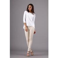 Damen Longshirt mit verlängerte Saumenden; Weiß/M/38