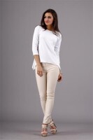 Damen Longshirt mit verlängerte Saumenden; Weiß/L/40