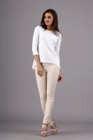 Damen Longshirt mit verlängerte Saumenden; Weiß/XL/42