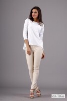 Damen Longshirt mit verlängerte Saumenden; Weiß/XL/42