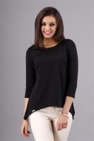 Damen Longshirt mit verlängerte Saumenden; Schwarz/S/36