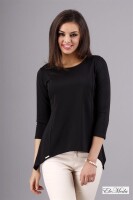 Damen Longshirt mit verlängerte Saumenden; Schwarz/S/36