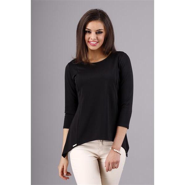 Damen Longshirt mit verlängerte Saumenden; Schwarz/XL/42