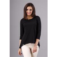 Damen Longshirt mit verlängerte Saumenden; Schwarz/XL/42