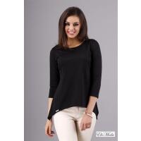 Damen Longshirt mit verlängerte Saumenden; Schwarz/XL/42