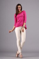 Damen Longshirt mit verlängerte Saumenden; Dunkelpink/M/38