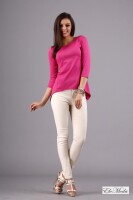 Damen Longshirt mit verlängerte Saumenden; Dunkelpink/M/38