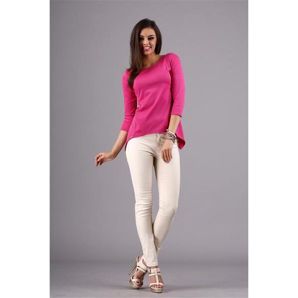 Damen Longshirt mit verlängerte Saumenden; Dunkelpink/XL/42