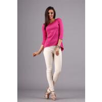 Damen Longshirt mit verlängerte Saumenden; Dunkelpink/XL/42