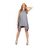 Minikleid Asymmetrisch Tunika; Grau M/38