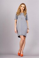 Damen Kleid klassisch elegant Mini-Kleid; Grau/L/40