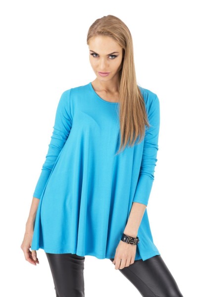 Damen Longshirt weit geschnitten; Azurblau/L/XL 40/42