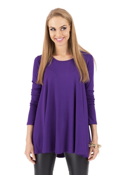 Longshirt weit geschnitten Top 10 Farben Gr. 36 38 40 42 44 46, 8538 Violett