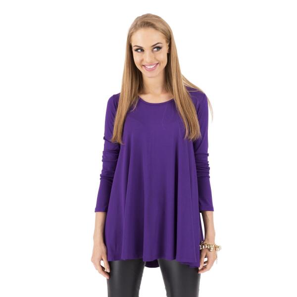Longshirt weit geschnitten Top 10 Farben Gr. 36 38 40 42 44 46, 8538 Violett