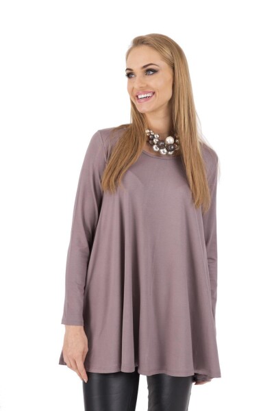 Longshirt weit geschnitten Top 10 Farben Gr. 36 38 40 42 44 46, 8538 Cappuccino