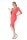 Kleid V-Ausschnitt Sommerkleid Mini Kleid 3/4 Arm ; Koralle M/L 38/40