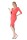 Kleid V-Ausschnitt Sommerkleid Mini Kleid 3/4 Arm in 10 Farben Gr. 36 38 40 42 44 46, 8985 Koralle