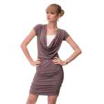 Damen Kleid Wasserfallausschnitt Raffungen;