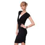 Damen Kleid Wasserfallausschnitt Raffungen;