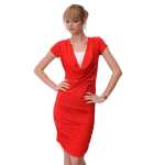 Damen Kleid Wasserfallausschnitt Raffungen;