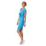 Damen Kleid Wasserfallausschnitt Raffungen;