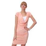Damen Kleid Wasserfallausschnitt Raffungen;